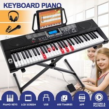 New 61Key Light Up Keys Electric Keyboard Piano w/Stand,Pedal,Headset,Microphone