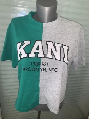 Crop Top Oversize Karl Kani Street Wear Vert/Gris Old School Taille M Femme - Photo 1/4