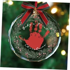 Stylor Baby's First Christmas Ornament 2025 - DIY Crystal Glass Handprint 