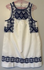 Womens Dress S Madewell Stitchtake Embroidered Shift White Navy Geometric