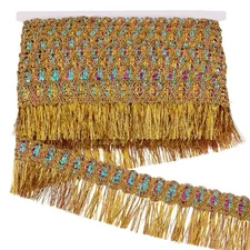  14.2 Yards 2.3'' Gold Fringe Tassel Lace Trim Sewing Fringe Trim Fringe Fibre 