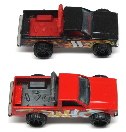 Vintage Hot Wheels 1982 Chevy S-10 Pickup Trucks Lot of 2 Black #8, Red Diecast