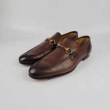 GUCCI Jordaan 1090 Men's Dark Brown Leather Horsebit Loafers New Authentic