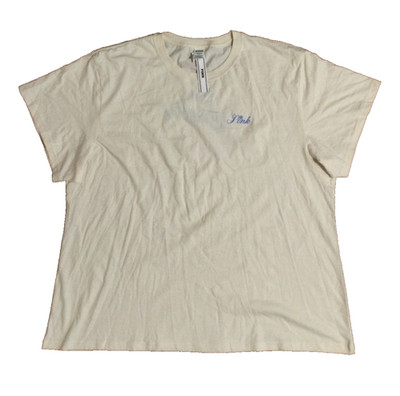 Victoria's Secret PINK SO CHILLY Campus Cream Short Sleeve Shirt 100% Cotton XXL