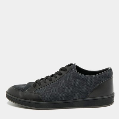 Louis Vuitton Offshore Size 42 Black Damier Graphite Nylon and Leather Low Top