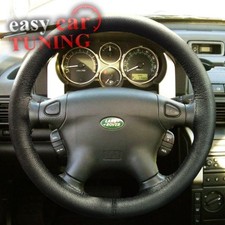Cubierta de volante de cuero genuino real negra para Land Rover Freelander 97-05