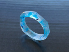 Ocean Blue Tropical Ring Floating Maple Sea Life Color Mist Resin Band Sky Cloud