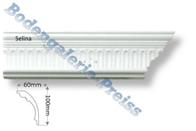 38m Stuckleiste-Zierprofil (Selina 60x100mm) Deckenprofil Stuckprofil Wand Decke