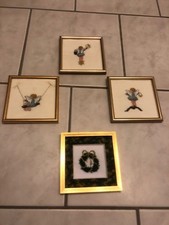 4   kreuzstich- stickbild  engel, kranz Weihnachten, fertig gestickt mit Rahmen