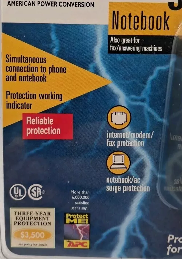 APC SurgeArrest Notebook Internet Modem Fax Notebook AC Surge Protector PNote1 - Image 2 of 4