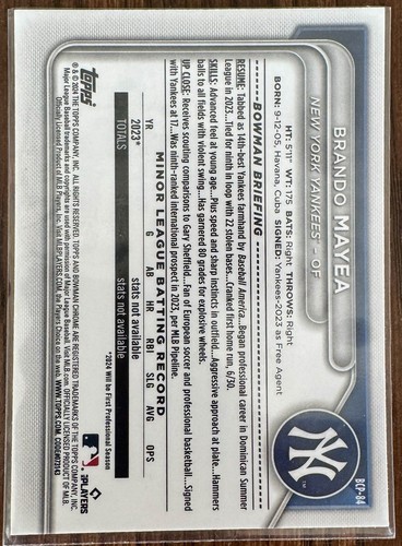 2024 Bowman - Chrome Prospects #BCP-84 Brando Mayea (RC) - Picture 2 of 2