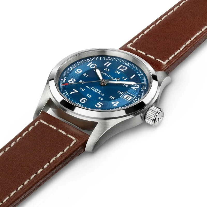 Nuevo reloj para hombre Hamilton Khaki Field automático 38 mm esfera azul H70455540 Foto 4 de 4