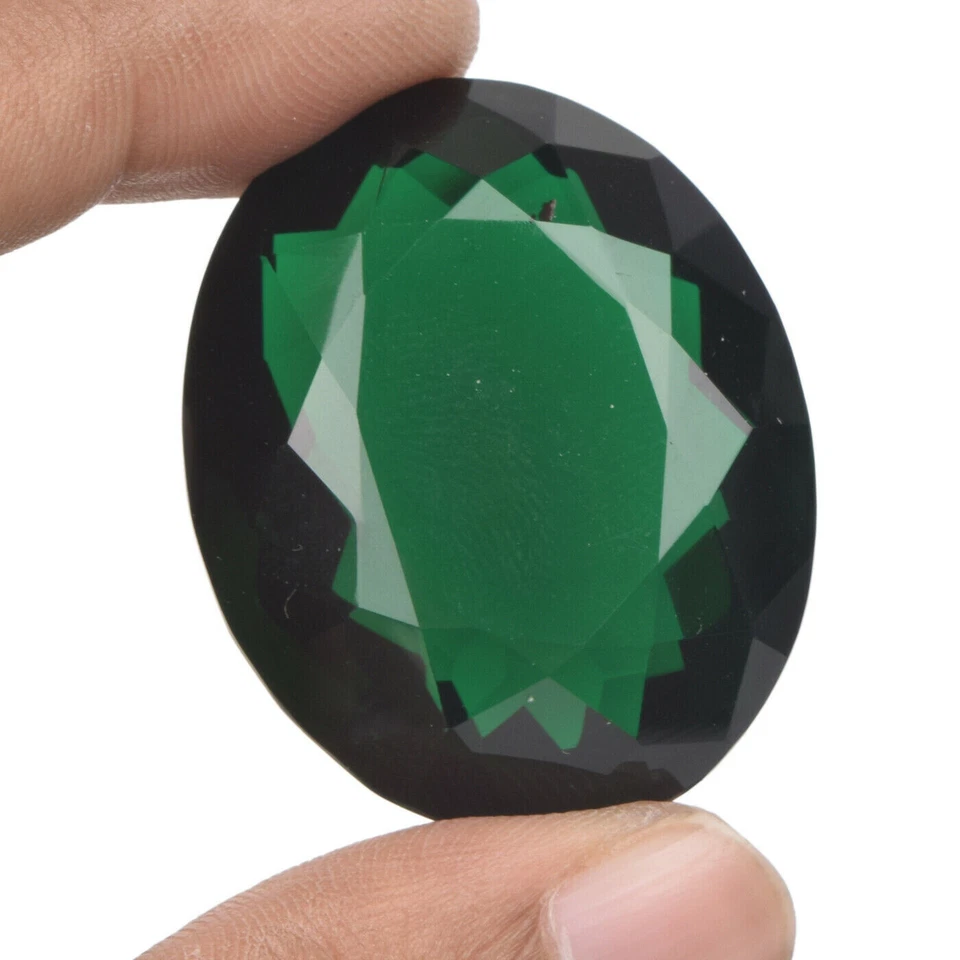 Piedra preciosa suelta de corte ovalado amatista verde grande AAA+ 64,50 quilates para venta de Navidad Foto 2 de 4