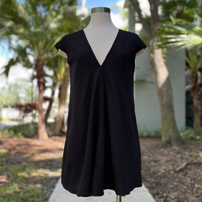 Free People Asilio Black Mini Dress Size 2 0 XS Swing Shift Dusk Til Dawn LBD