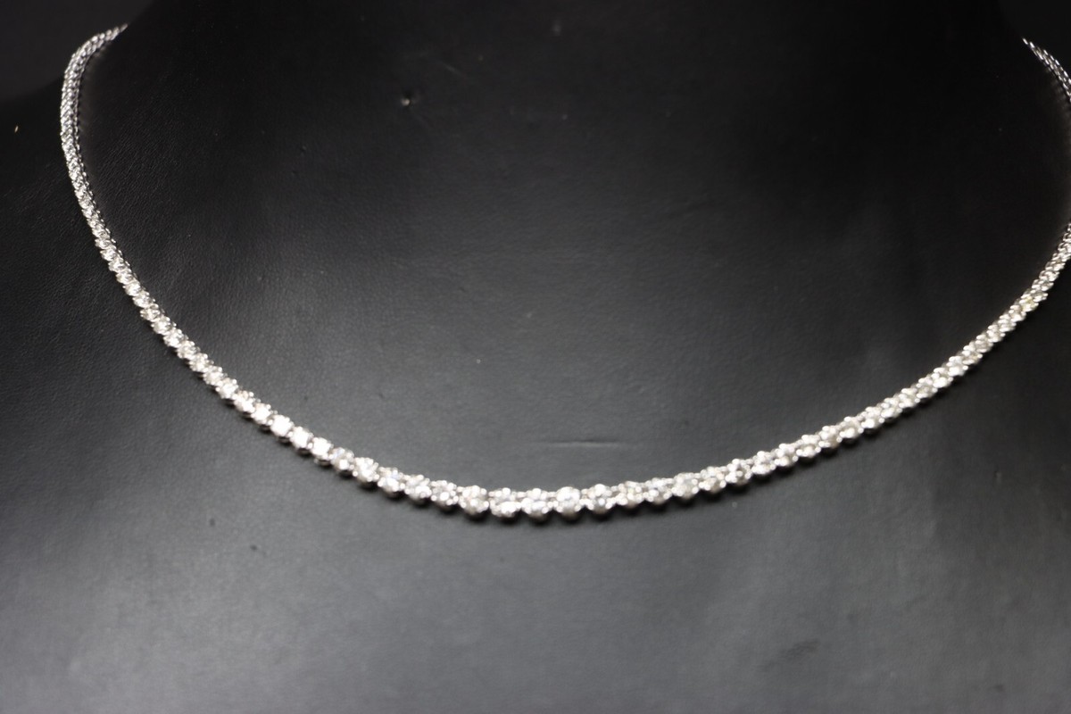 nn☆hn 13.25 Carat Graduating Lab Grown Diamond Tennis Necklace in