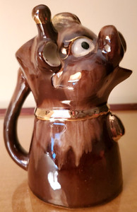 Cow Bull Pitcher Creamer Brown Dripware Vintage Clay Pottery