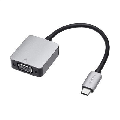 USB VGA Amazon Basics Aluminum 31 TypeC to Adapter 165 x 138 x 063in Gray