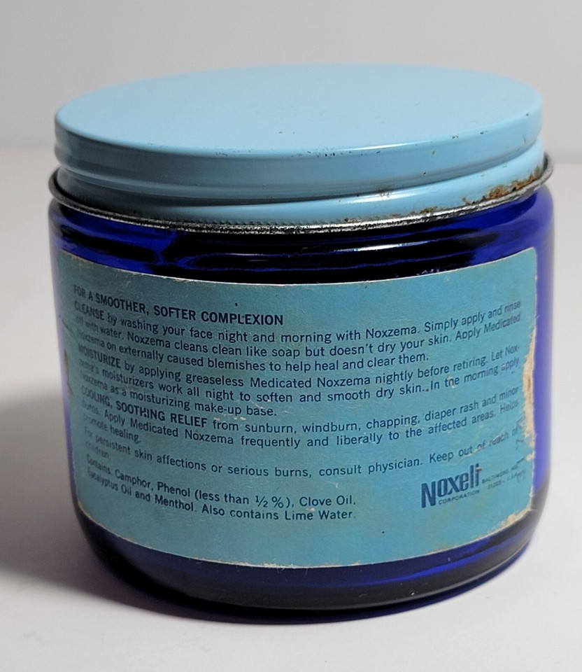 Vintage Noxzema Glass Jar with Lid Cobalt Blue RARE 6 Oz Small Empty eBay