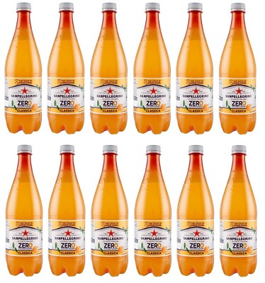 12x San Pellegrino Aranciata Zero Erfrischungsgetränk mit Orangengeschmack 750ml