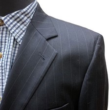 42L Jos A Bank Suit Jacket Sport Coat Blazer Navy Blue Pinstripe wide Dry Cleane