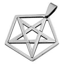 Wicca Pentacle Necklace Stainless Steel Pagan Star Pendant Mens Womens Jewelry 