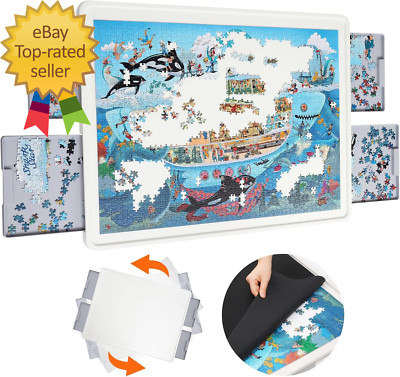 1500 Pieces Rotating Plastic Puzzle Board with Drawers and Cover, 35''X27'' Portab
