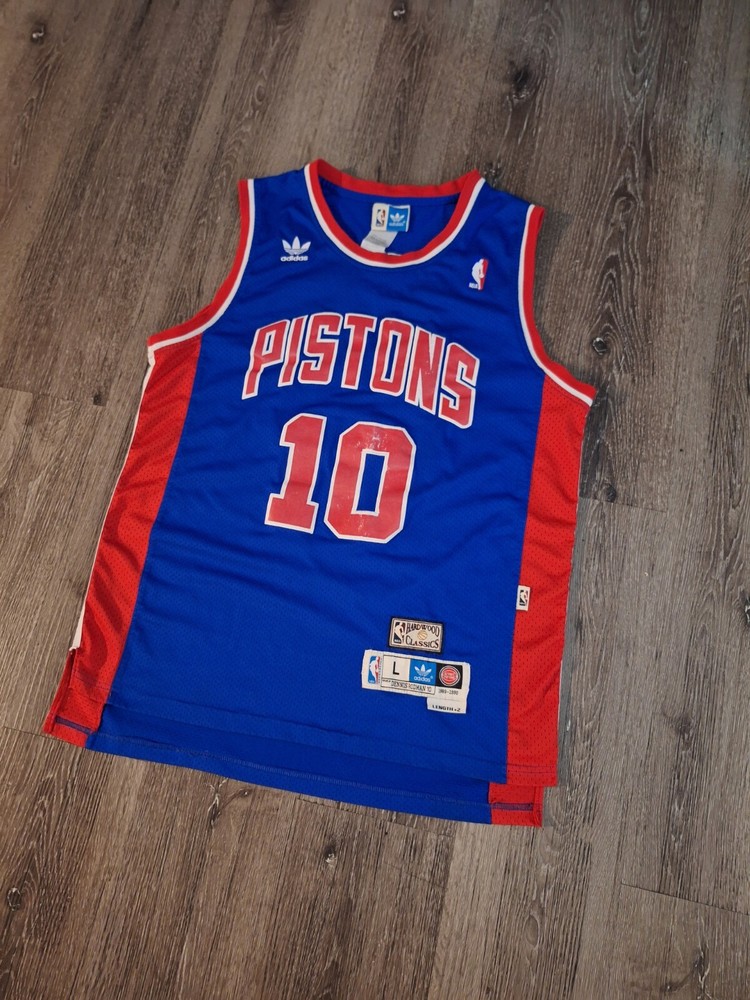 Dennis Rodman Detroit Pistons  Adidas Jersey #10 Blue Mens  Size Large