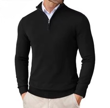 Men  s Quarter Zip Sweatshirt Pullover Fleece Casual Athletic Long Sleeve Top