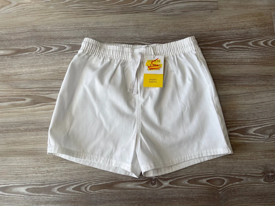 John Lewis PE Shorts weiß Schule Sport Baumwolle 11-12 Jahre - neu mit Etikett