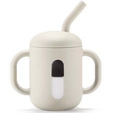 Silicone Training Cup with Straw Handles  Baby Sippy Cup  Water Drinking C...