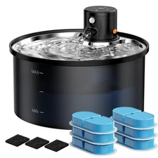 Battery Operated Cat Water Fountain: Wireless Pet Fountain Stainless Steel wi...