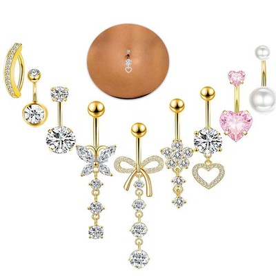 14G Gold Hoop Belly Button Ring For Women Surgical Stainless Steel 0, gold