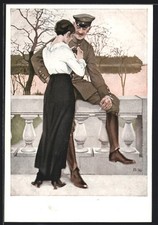 Künstler-AK Brynolf Wennerberg: Frau bewundert das Eiserne Kreuz am stolzen Sol 