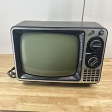 Vintage RCA Portable 12" B W TV Retro Gaming CRT Solid State Wood Trim Read