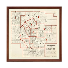 Old Map of Denver County, CO 1937 - Vintage Colorado Art