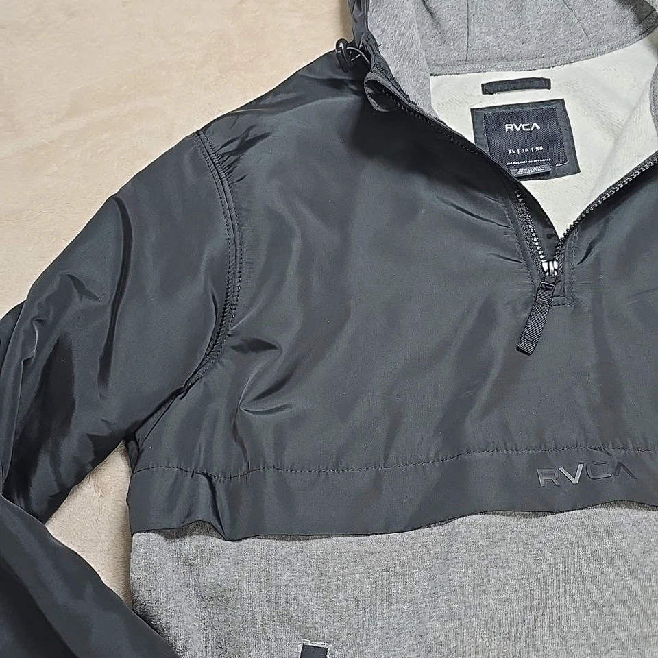 RVCA Jacket Mens XL Black/Gray Half Zip Fleece Lined Zip Pocket Sweatshirt - Image 3 of 4
