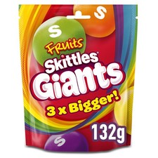 Skittles Giants Sweets Bag Fruit Flavoured 132g Ideal for gift snacks and