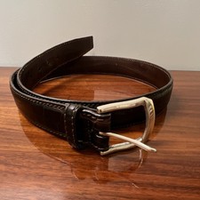 Brighton Men's Dress Belt Brown Crocodile Embossed Silver Buckle Size 36