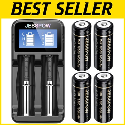 #ad 18500 Rechargeable Batteries for Flashlight 4 Pack $65.91