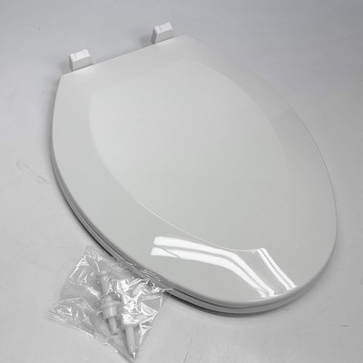 EZ-FLO Plastic Toilet Seat Elongated 14.25  x 18.5  White 65903