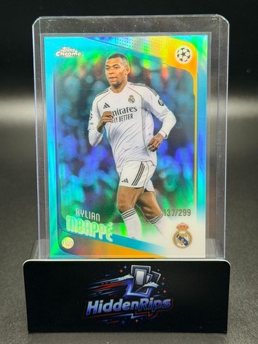 2025-26 Topps Chrome UEFA Kylian Mbappe #112 Teal Lava Refractor  137/299