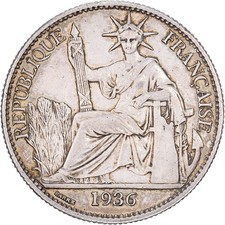 [#1508941] French Indochina, 50 Cent, 1936, Paris, Silver, AU