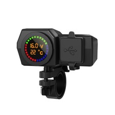 Qc3.0 Volt Meter Phone Charge Bracket Temperature Meter Black B For Moto Scooter