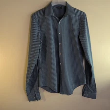 Van Heusen Flex Button Up Shirt Men's M Slim Multi-tone Blue Geometric Plaid