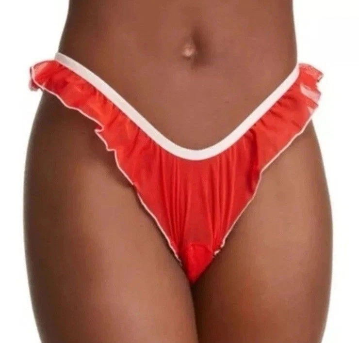 Free People We are HAH Fly Girl Tanga Panty en Sangre Naranja Rojo Pequeño Lote 2 Foto 2 de 4