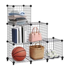 6 Cube Wire Mesh Storage Shelf Modular Grid Rack Home Office