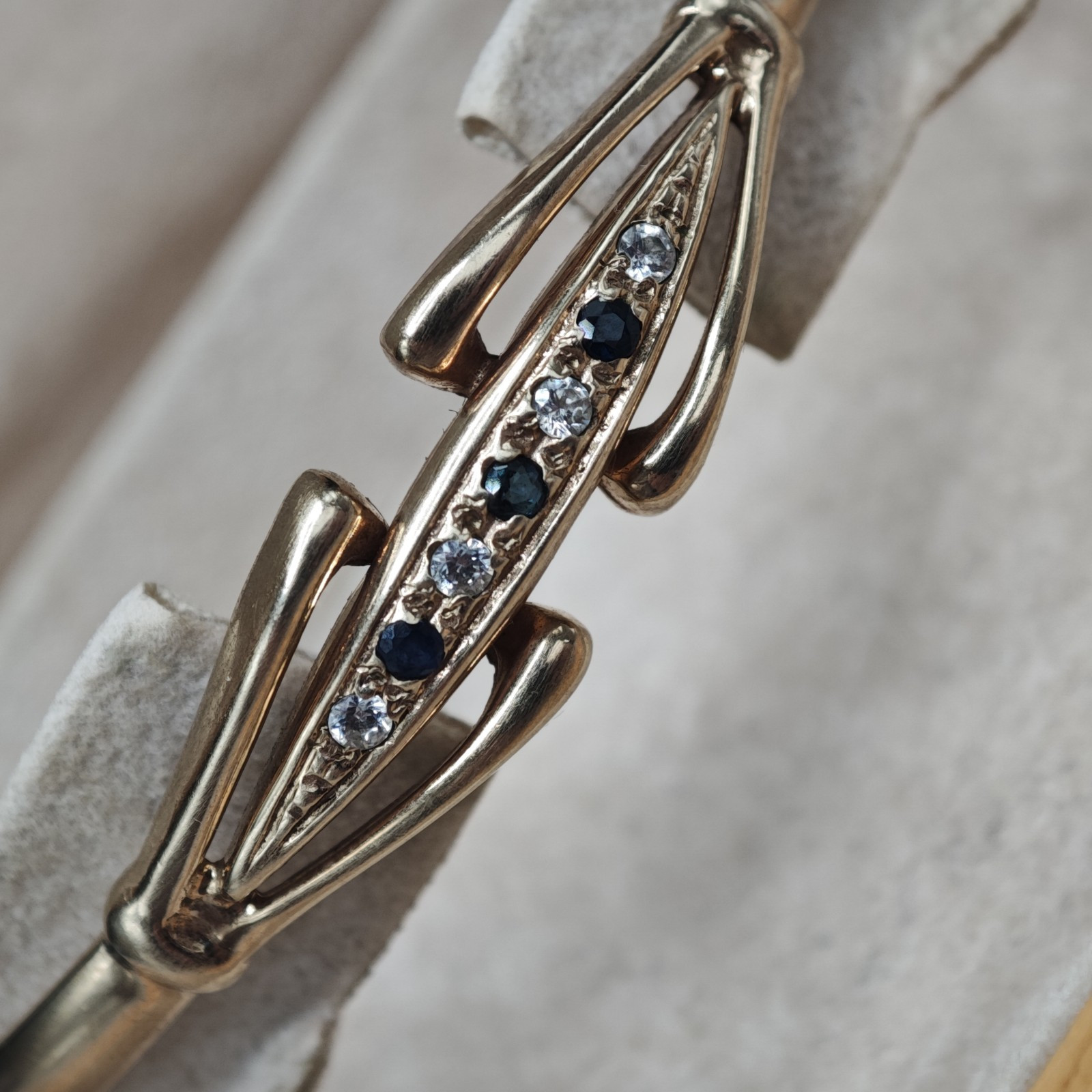 Solid 9ct Gold Torque Bangle Sapphire Vintage 9k … - image 17