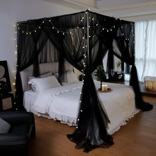 Canopy Bed Curtains - 4 Corners Post Bed Canopy Curtains for Girls  Adults, ...