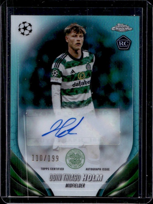 2023-24 Topps Chrome UEFA Odin Thiago Holm Auto RC Aqua Rookie #/199 Celtic