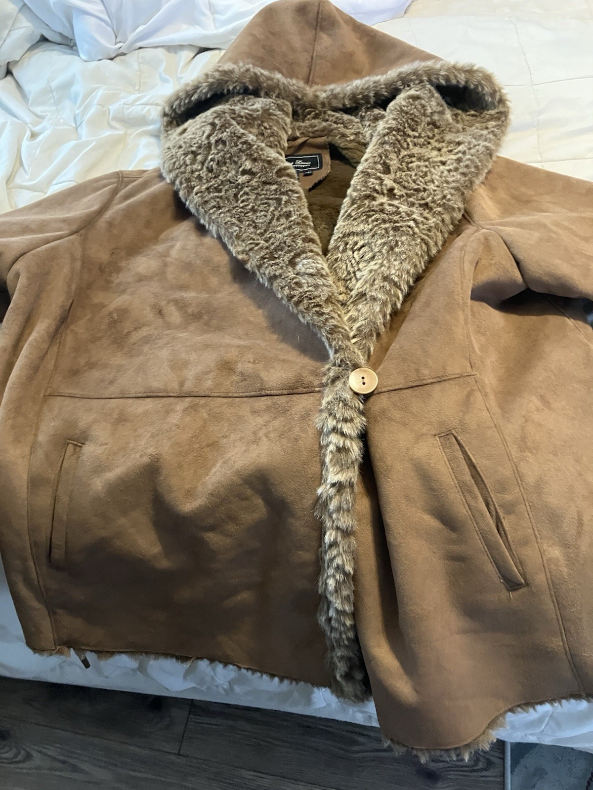 Terry Lewis Classic Luxuries Faux Shearling Coat P3X Plus Size Hooded Y2K Brown